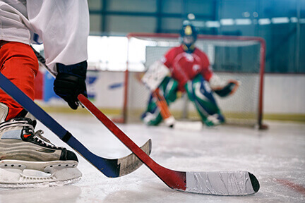 Hockey Goalie Preparing For Shot